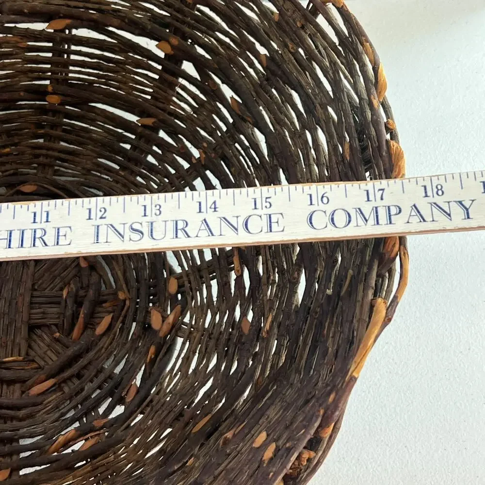 Antique Rustic Handmade Woven Scalloped Willow Reed Basket Centerpiece